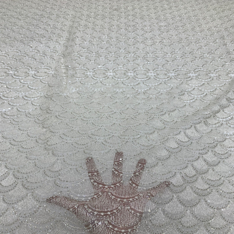 Sequin & Silver-Thread Embroidered Bridal Fabric – Design 09951 — fabric photo 2