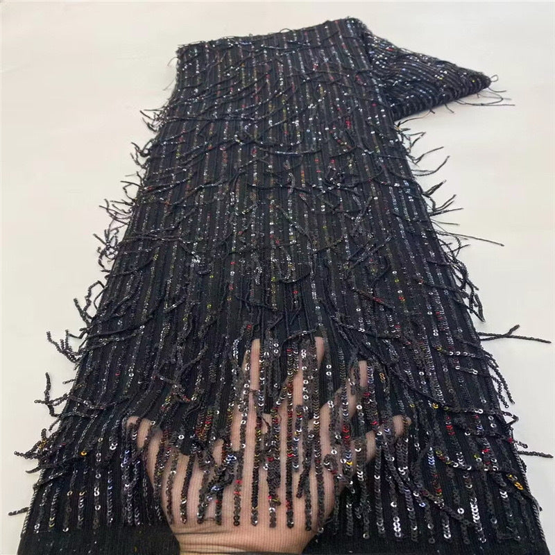 Straight Fringe Laminated Sequin Fabric — fabric photo 5