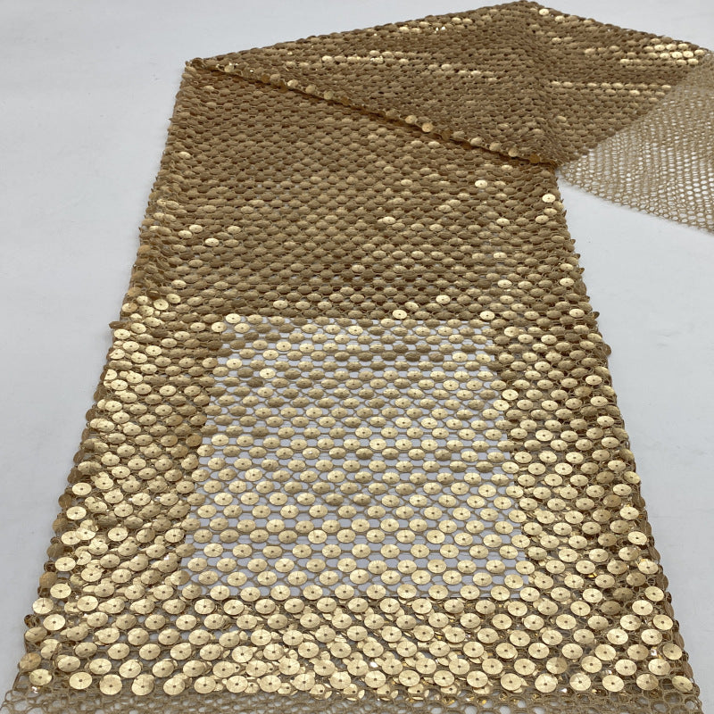 Honeycomb Mesh with 12mm Sequin Embroidery — fabric photo 5