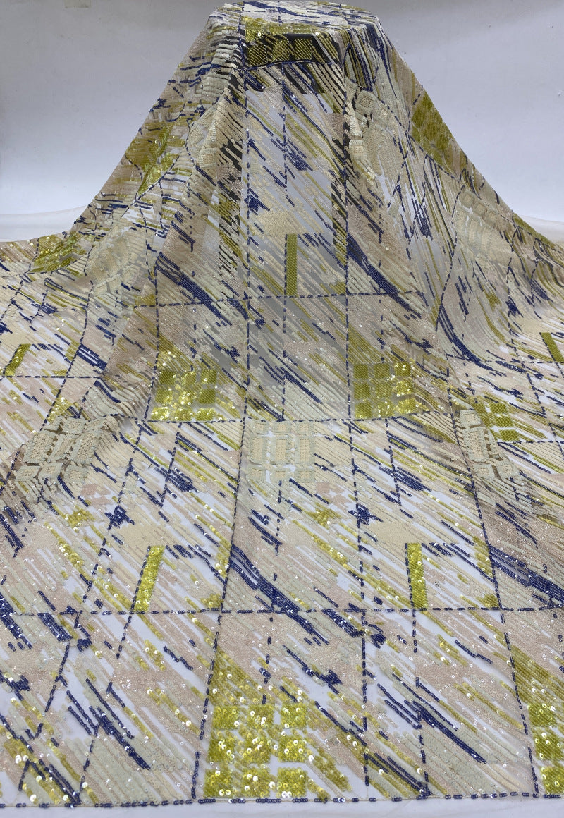 Colorful 2–5mm Laminated Sequin Embroidery Fabric
