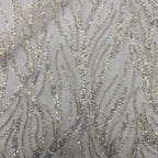 Multicolor Willow Leaf Bead & Crystal Sequin Fabric — fabric photo 2