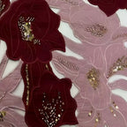 3D Floral Sequin Cutwork Lace Fabric – Per Yard