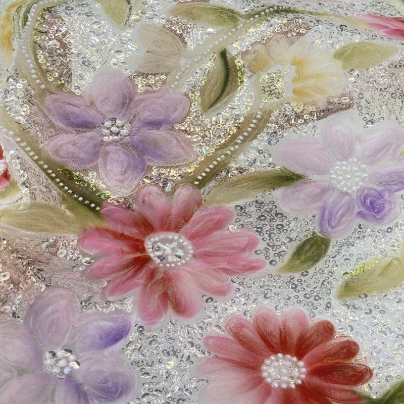 Printed Ribbon Bugle Bead & Sequin Fabric — fabric photo 4