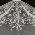 Botanical Sequin Embroidered Bridal Fabric – Design 52351