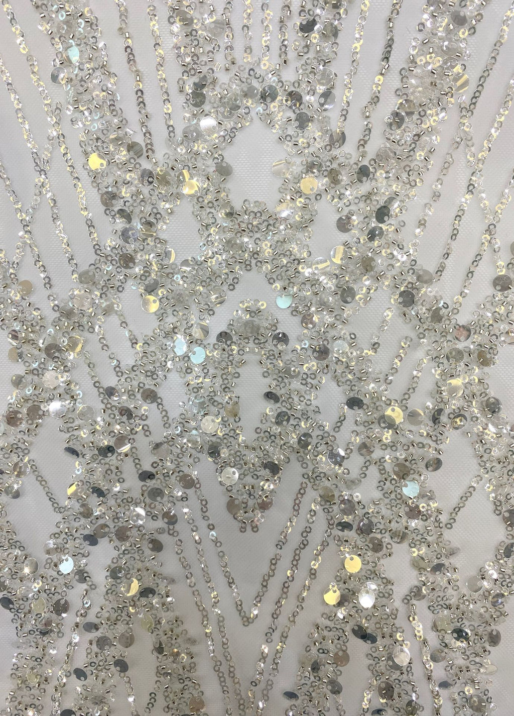 Dense Foam Bead Sequin Embroidered Bridal Fabric — fabric photo 5