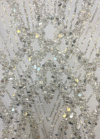 Dense Foam Bead Sequin Embroidered Bridal Fabric — fabric photo 5