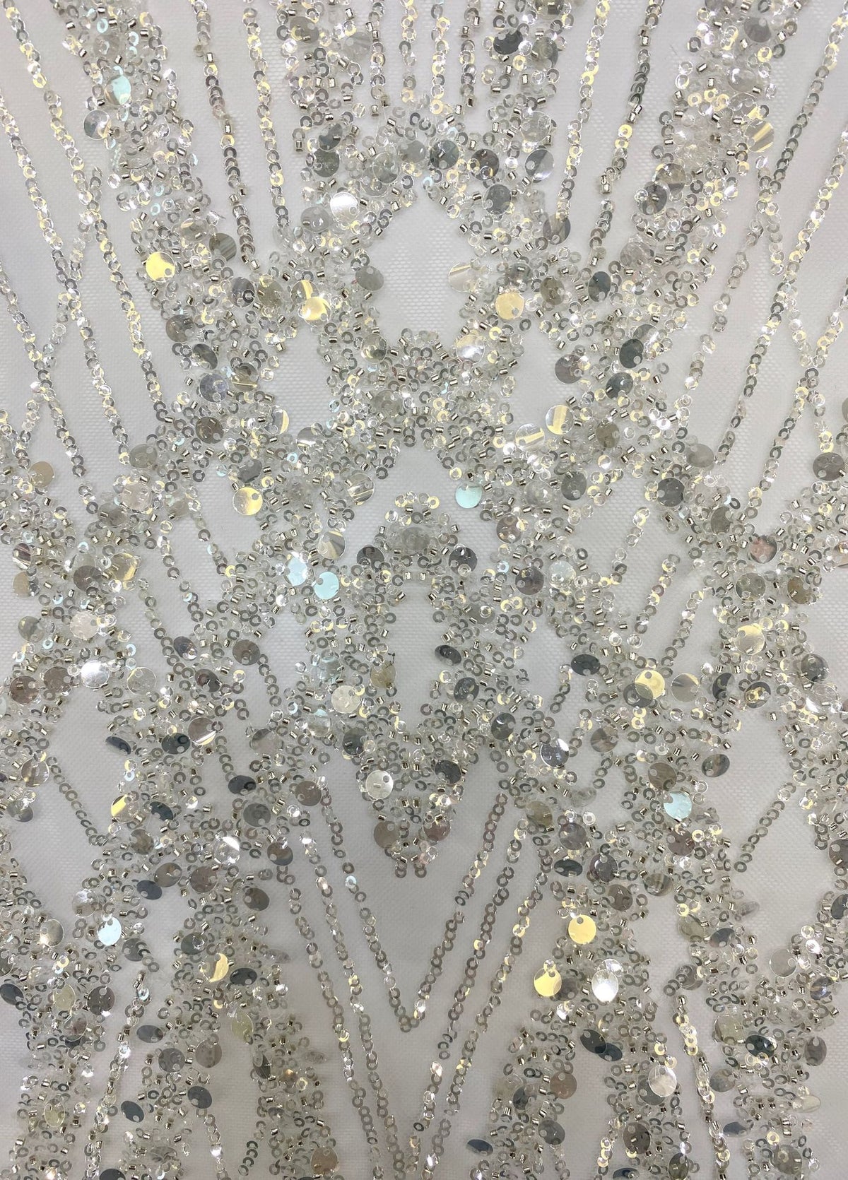 Dense Foam Bead Sequin Embroidered Bridal Fabric — fabric photo 5