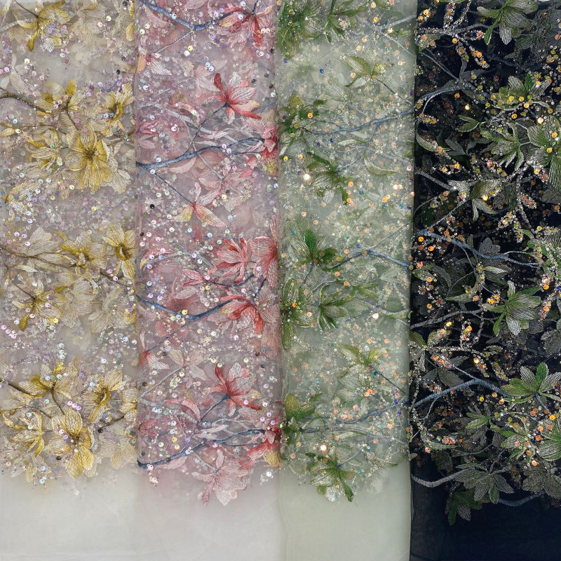 Ethnic-Style Bead Sequin Embroidery Fabric — fabric photo 4