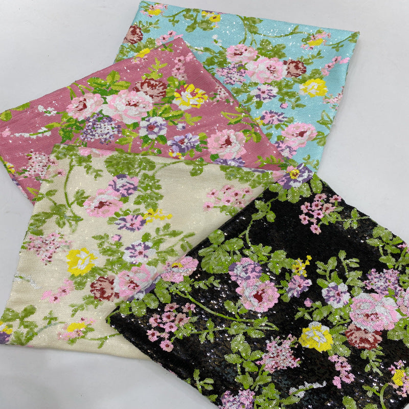 Ethnic Sequin Embroidered Chiffon Fabric