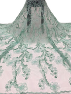 Sequin & Bugle-Bead Embroidered Tulle Mesh Fabric – Design 01279 — fabric photo 5