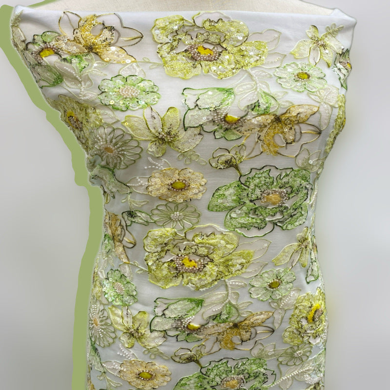 Printed Bead & Sequin Embroidered Organza — fabric photo 5