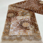 Printed Ribbon Bugle Bead Sequin Embroidery Fabric — fabric photo 5