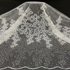 Ribbon Foam Bead Silver Sequin Bridal Fabric