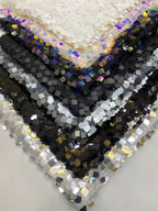 18mm Square Sequin Embroidered Mesh Fabric
