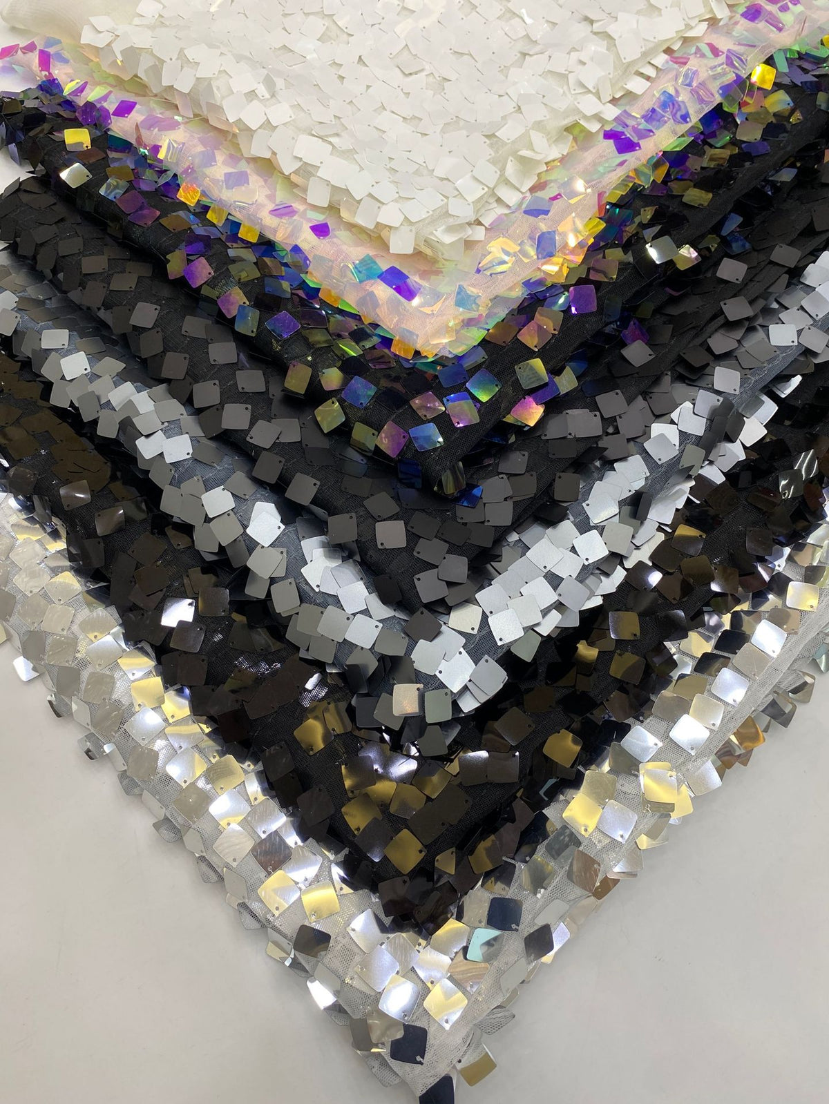 18mm Square Sequin Embroidered Mesh Fabric