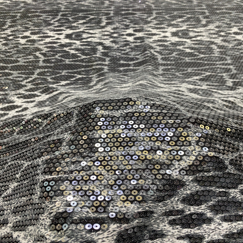 Leopard Print Fabric with 5mm Sequin Embroidery — fabric photo 5