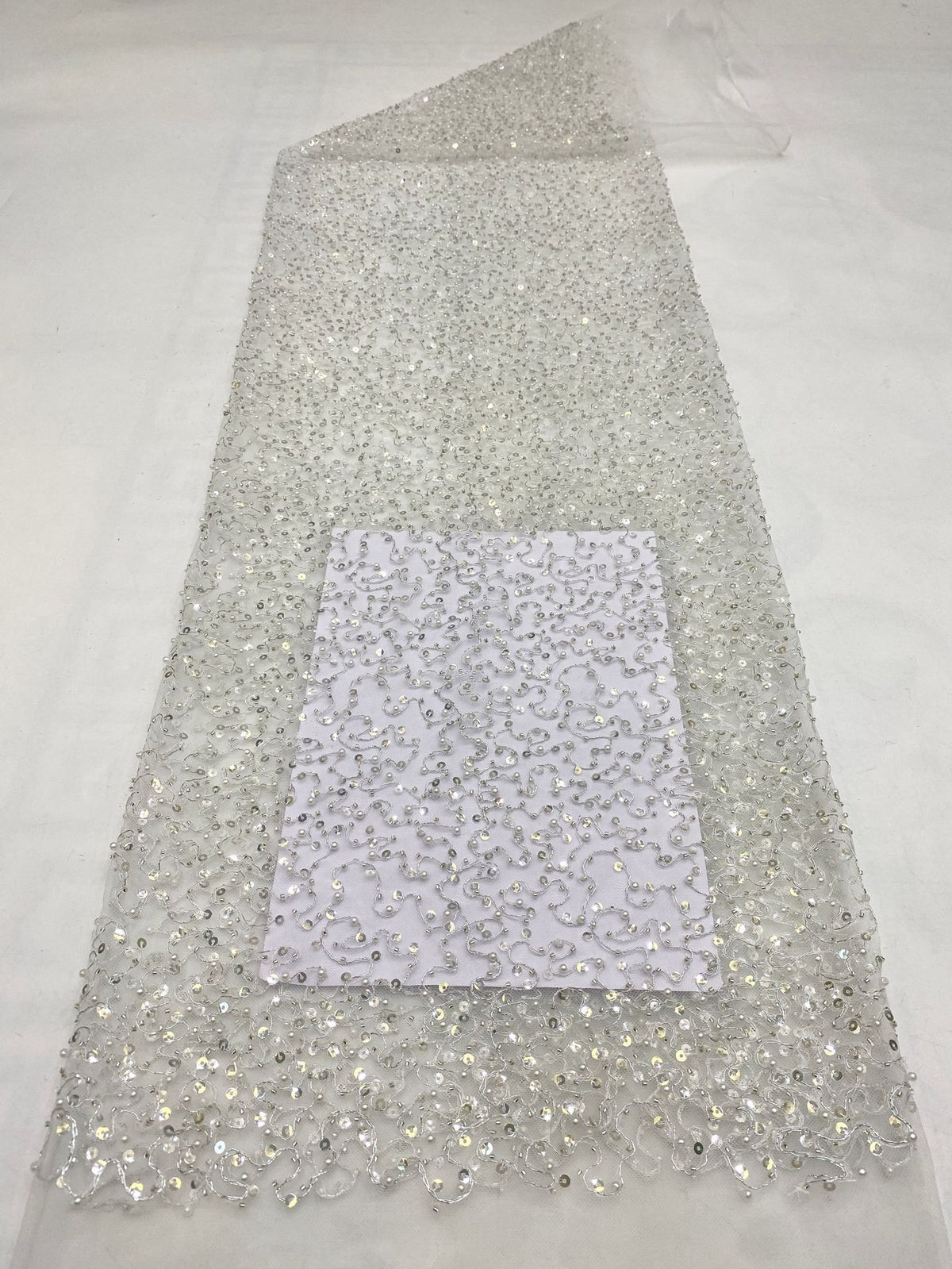 Rope and Foam Bead Sequin Embroidered Mesh
