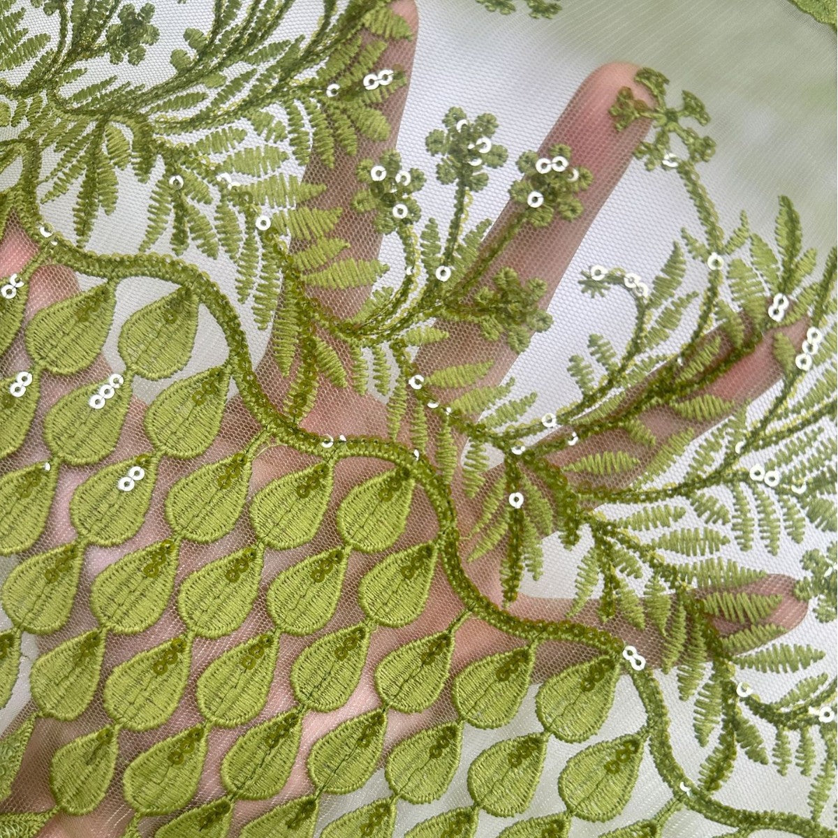 Leaf Embroidered Lace Fabric — fabric photo 2