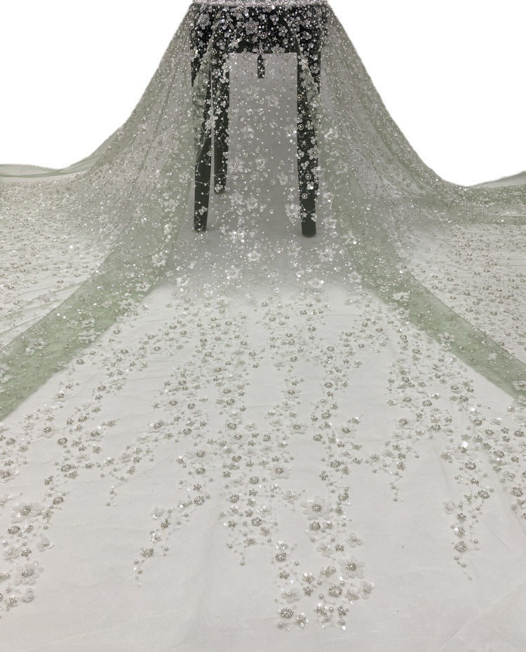 Gradient Foam Bead Silver Sequin Embroidery Fabric — fabric photo 3