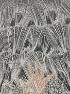 Starry Bugle Foam Bead Sequin Bridal Fabric — fabric photo 2