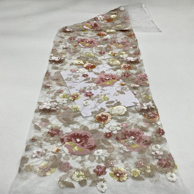 Multicolor Botanical Sequin Embroidered Bridal Fabric – Design 58463 — fabric photo 2