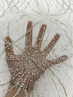 Heavy 3 mm Sequin & Bugle-Bead Embroidered Bridal Fabric — fabric photo 5