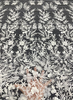 Bugle Beaded Sequin Wedding Lace Fabric — fabric photo 2
