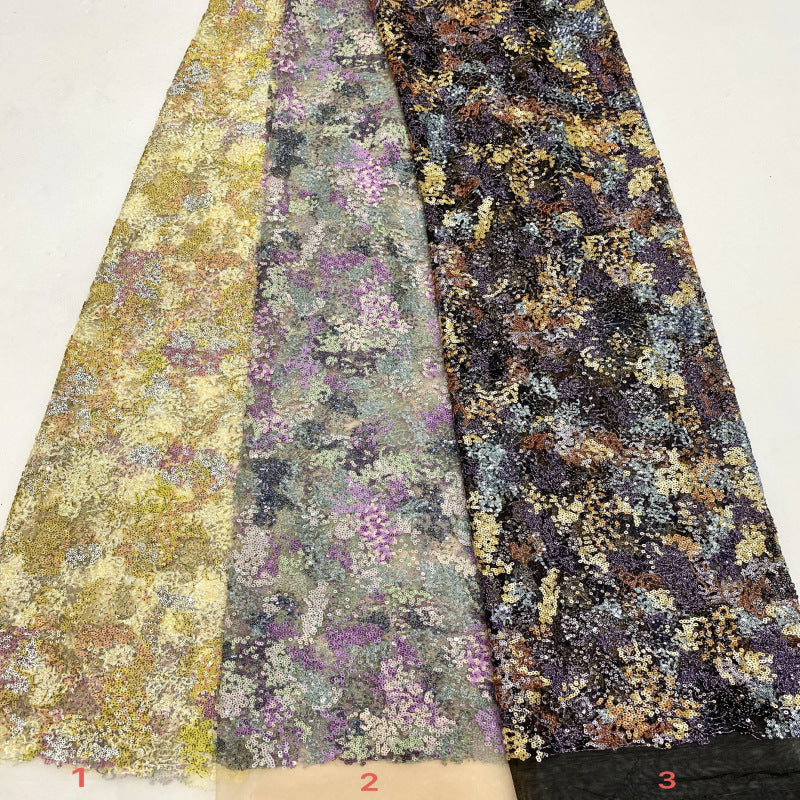 Geometric Mixed-Size Sequin Embroidered Fabric