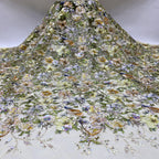 Printed Rose Bead Sequin Embroidery Fabric