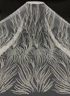 Botanical Crystal-Look Sequin Embroidered Bridal Fabric — fabric photo 6