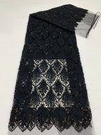 Textured Cord Bead & Sequin Embroidered Fabric — fabric photo 6