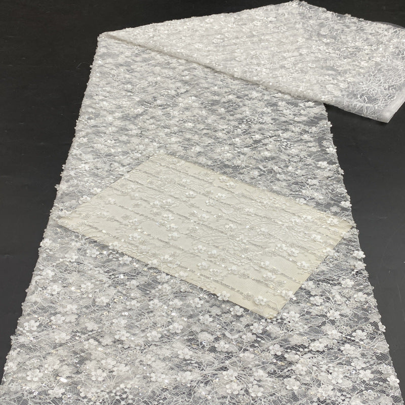 Laser Floral Beaded Sequin Lace — fabric photo 2