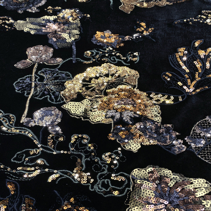 Vintage Multisize Sequin Velvet Fabric — fabric photo 3