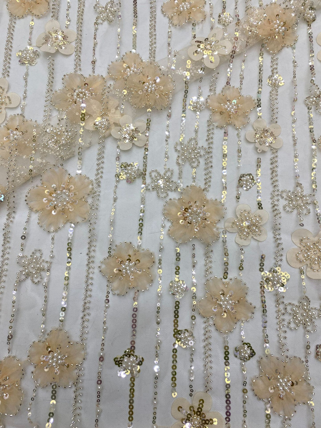 Sequin & Bubble-Bead Embroidered Bridal Fabric – Design 91903 — fabric photo 5