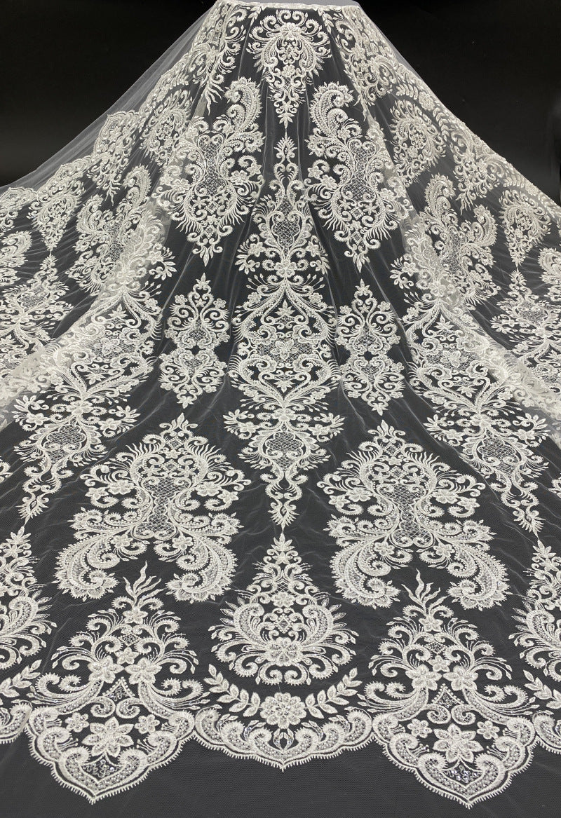 Dense Sequin Embroidered Bridal Fabric — fabric photo 6