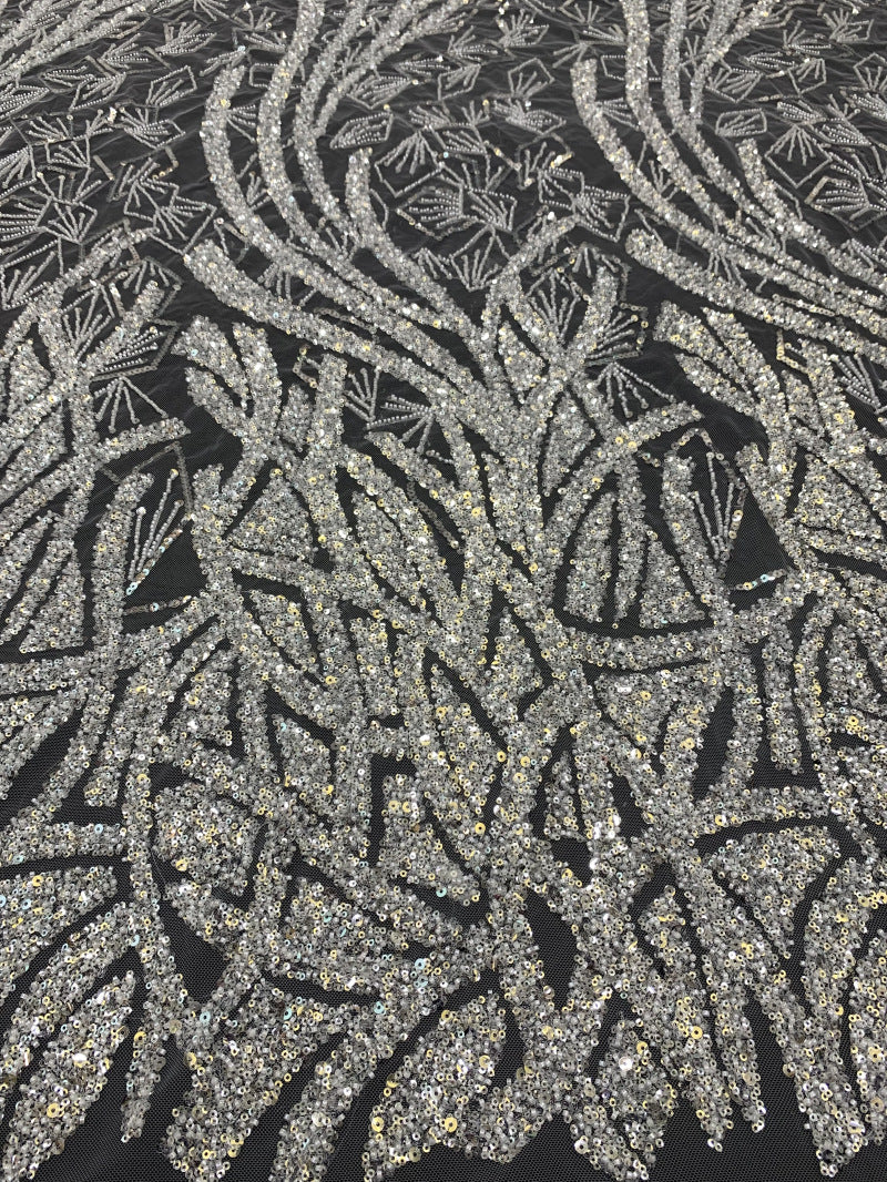 Crystal Sequin Bead Embroidery Fabric for Gowns — fabric photo 2