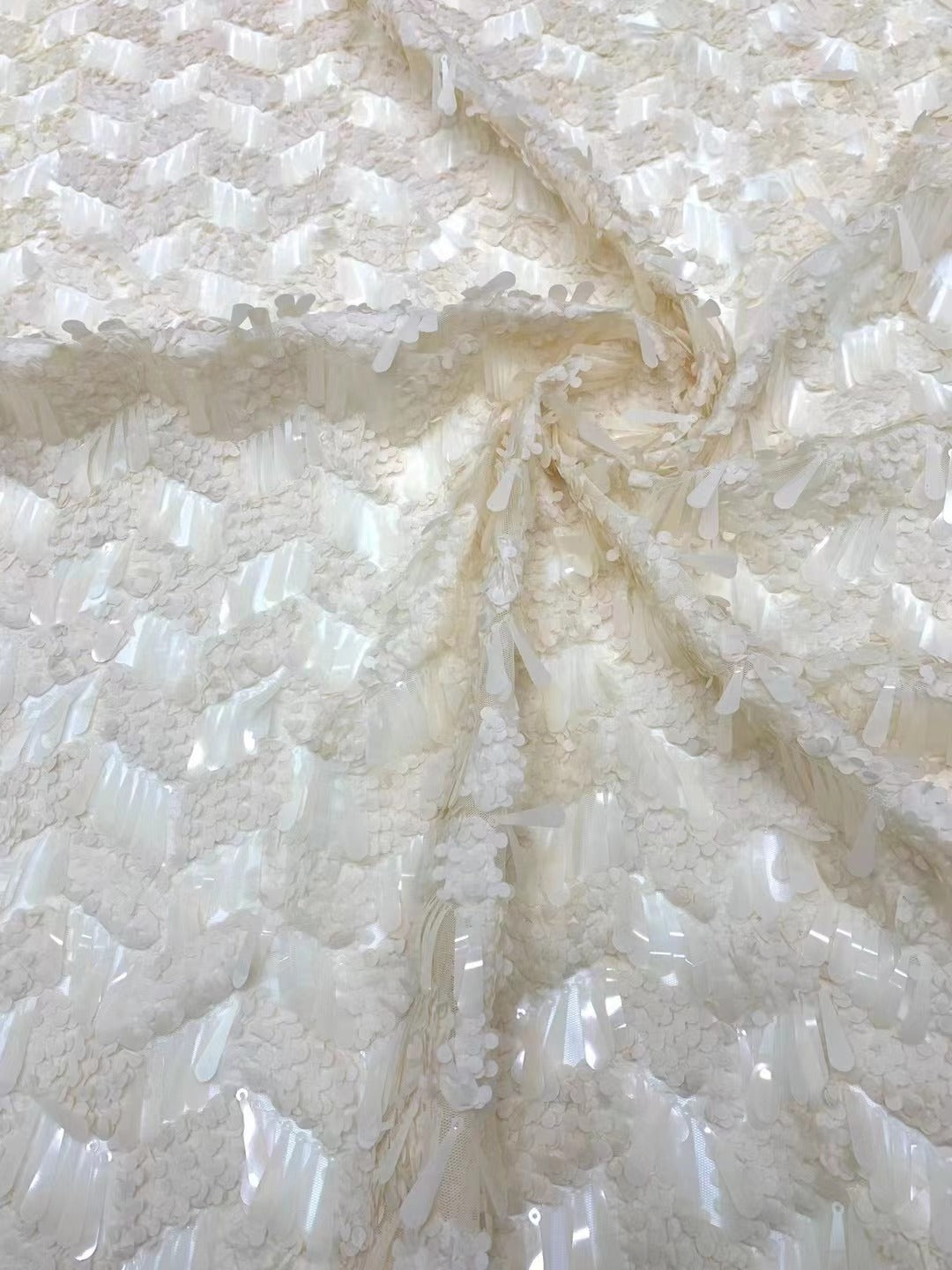 Sequin & Cordwork Embroidered Tulle Mesh Fabric — fabric photo 2