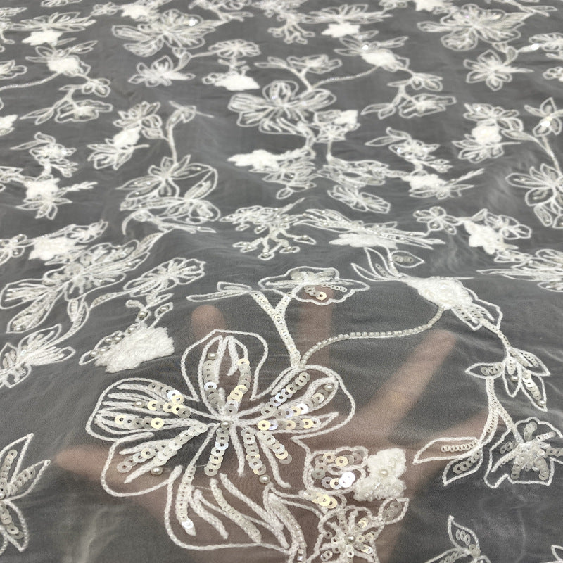 Textured Rope Sequin Embroidered Organza — fabric photo 3
