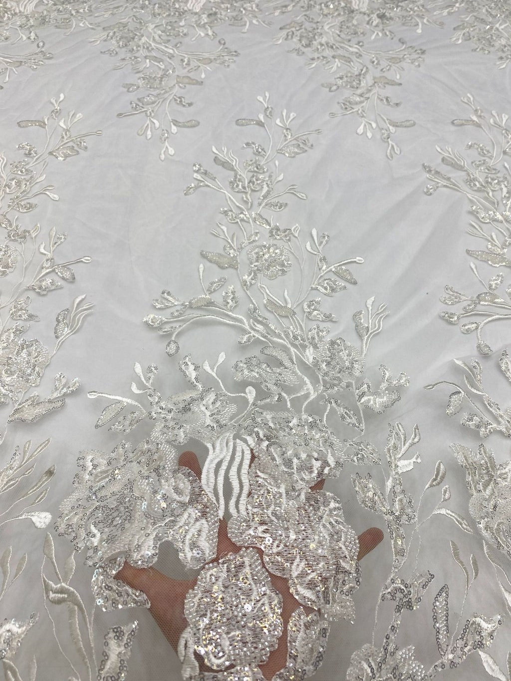 Fine Beaded Sequin Fabric for Bridal Dresses — fabric photo 4