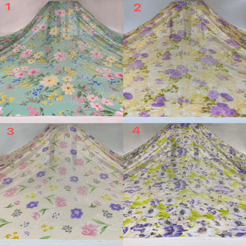 Printed Floral 3mm Sequin Stretch Mesh Fabric