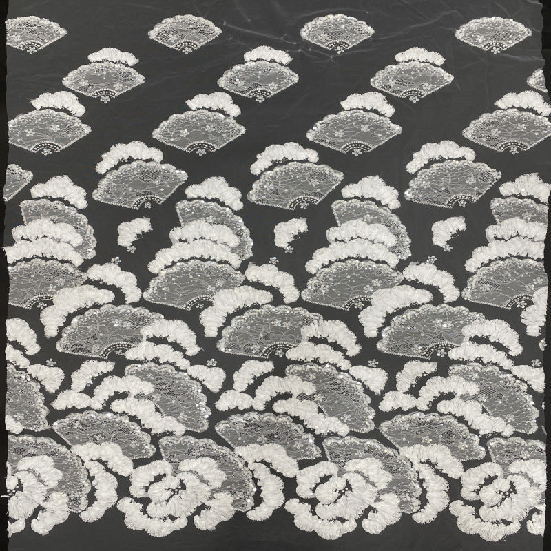 Ribbon Foam Bead Sequin Embroidered Fabric