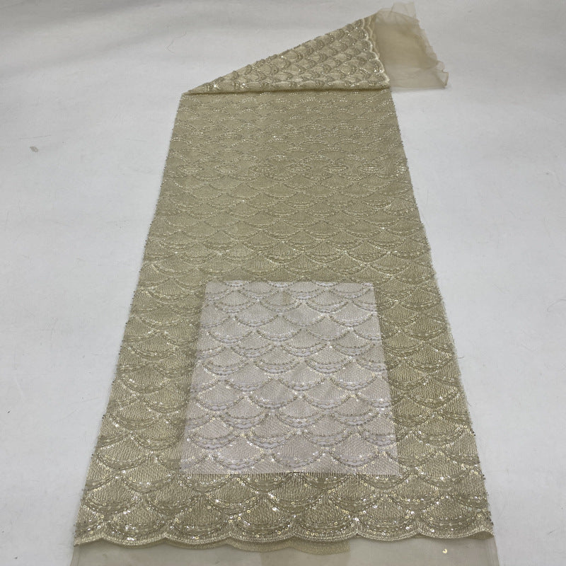 Sequin & Silver-Thread Embroidered Bridal Fabric – Design 09951