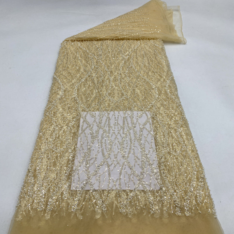 Foam Bead & Crystal Sequin Bridal Fabric — fabric photo 2