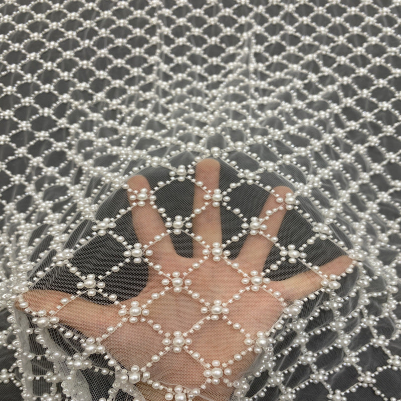 Diamond Bead & Foam Bead Embroidered Fabric — fabric photo 4