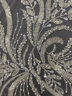 3D Floral Foam Bead & 3/7mm Sequin Bridal Fabric — fabric photo 3