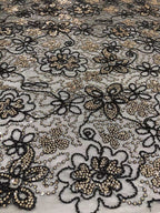 3D Floral 3/5mm Sequin Embroidery Fabric — fabric photo 4