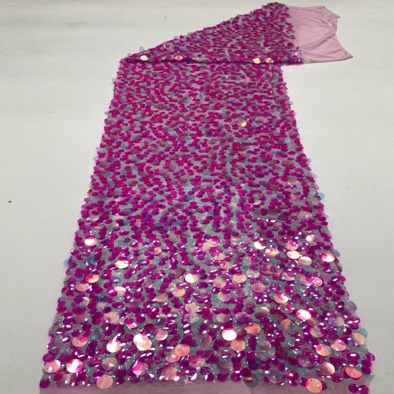 Stretch 9/12/18 mm Sequin Embroidered Stretch Mesh Fabric — fabric photo 5