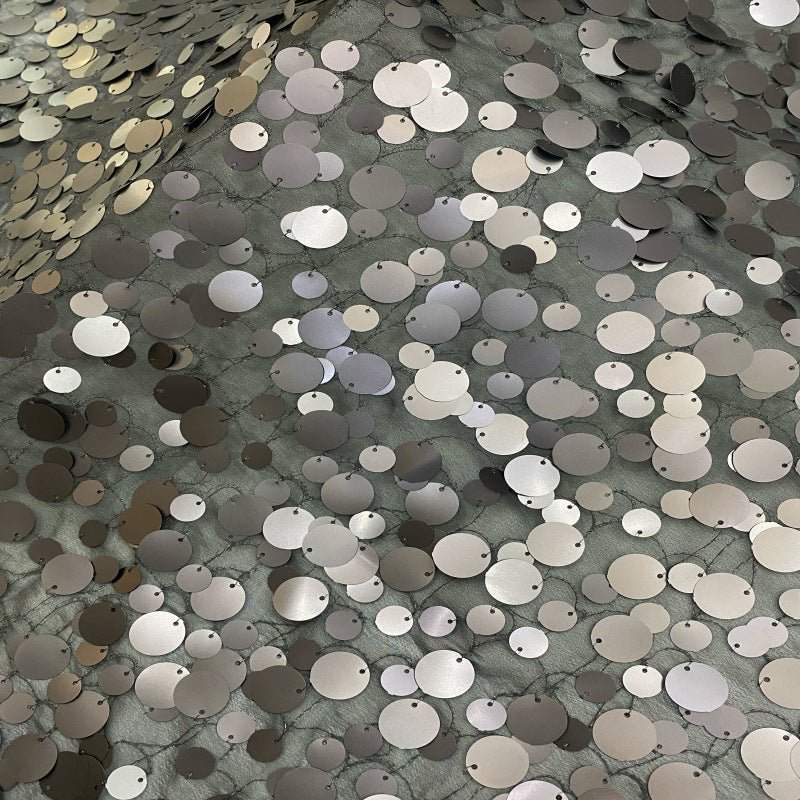 Chiffon with 12mm & 18mm Sequin Embroidery — fabric photo 5