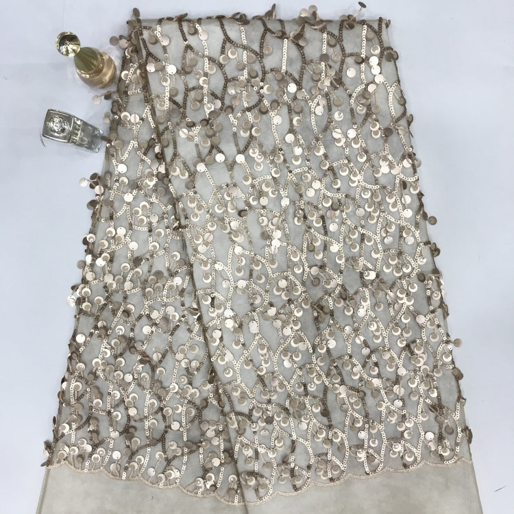 3/5/9/12 mm Sequin Embroidered Bridal Fabric — fabric photo 6