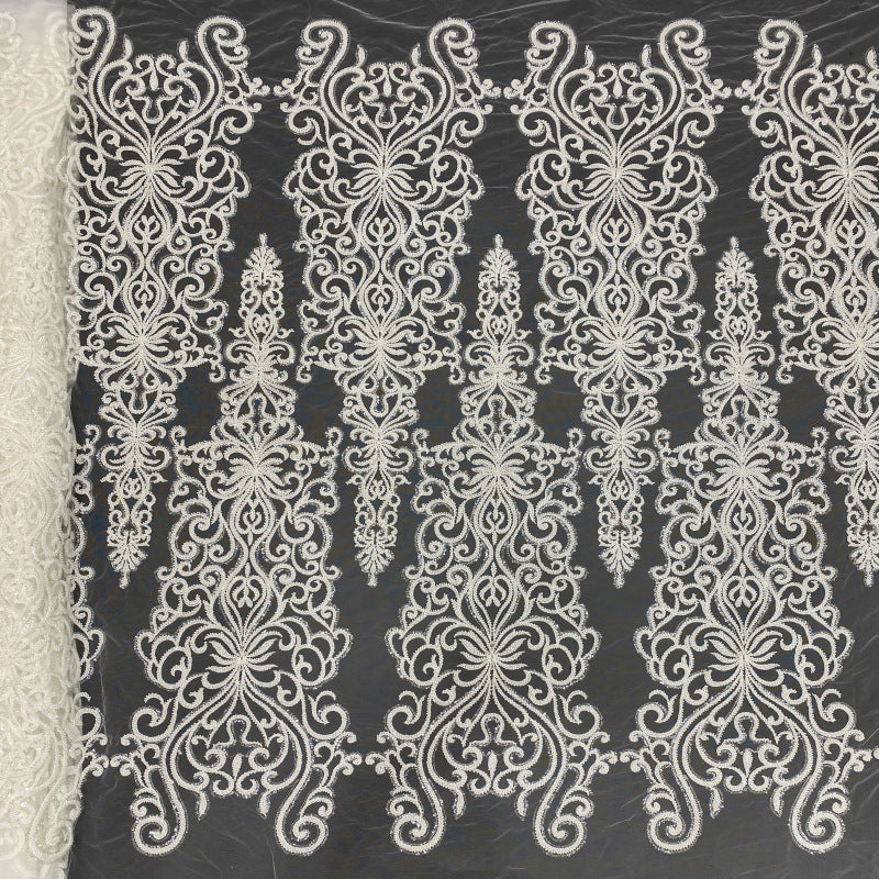Heavy Symmetrical Bead Sequin Bridal Fabric
